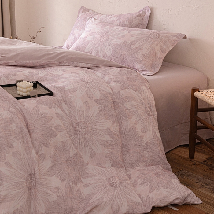 91家纺网 家纺一手货源 找家纺 棉生活家纺 2025秋冬新款长绒棉纯棉数码印花陶瓷磨毛四件套 向阳花开