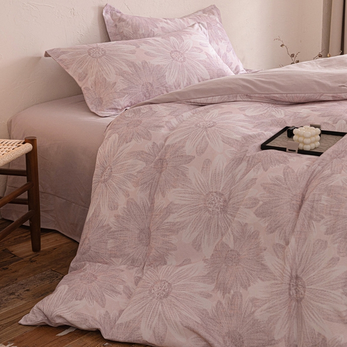 91家纺网 家纺一手货源 找家纺 棉生活家纺 2025秋冬新款长绒棉纯棉数码印花陶瓷磨毛四件套 向阳花开