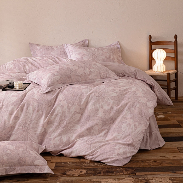 91家纺网 家纺一手货源 找家纺 棉生活家纺 2025秋冬新款长绒棉纯棉数码印花陶瓷磨毛四件套 向阳花开