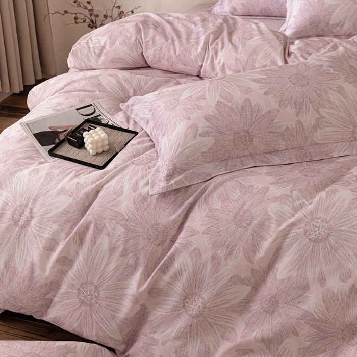 91家纺网 家纺一手货源 找家纺 棉生活家纺 2025秋冬新款长绒棉纯棉数码印花陶瓷磨毛四件套 向阳花开