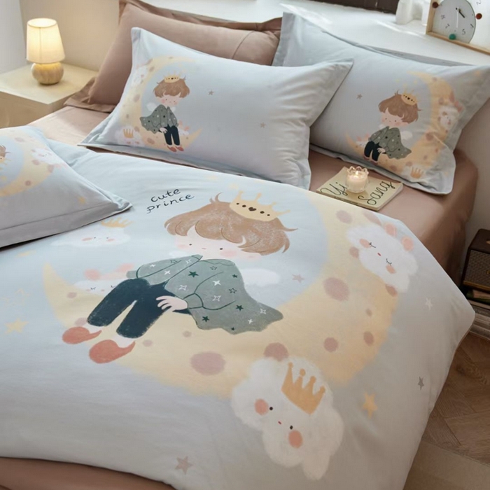 91家纺网 家纺一手货源 找家纺 棉生活家纺 2025秋冬新款长绒棉纯棉数码印花陶瓷磨毛四件套 小王子