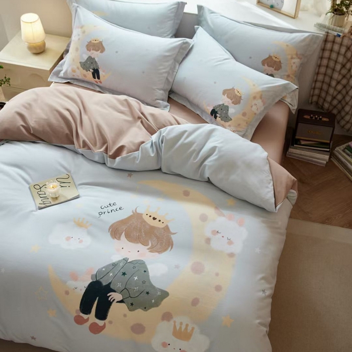 91家纺网 家纺一手货源 找家纺 棉生活家纺 2025秋冬新款长绒棉纯棉数码印花陶瓷磨毛四件套 小王子