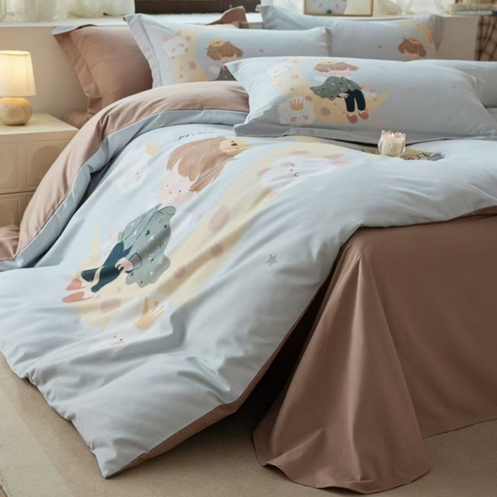 91家纺网 家纺一手货源 找家纺 棉生活家纺 2025秋冬新款长绒棉纯棉数码印花陶瓷磨毛四件套 小王子