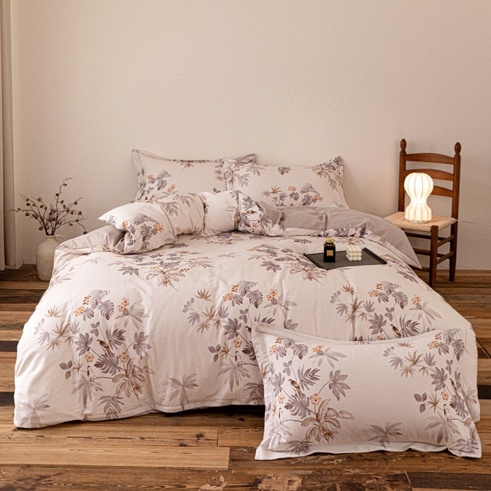 91家纺网 家纺一手货源 找家纺 棉生活家纺 2025秋冬新款长绒棉纯棉数码印花陶瓷磨毛四件套 知画