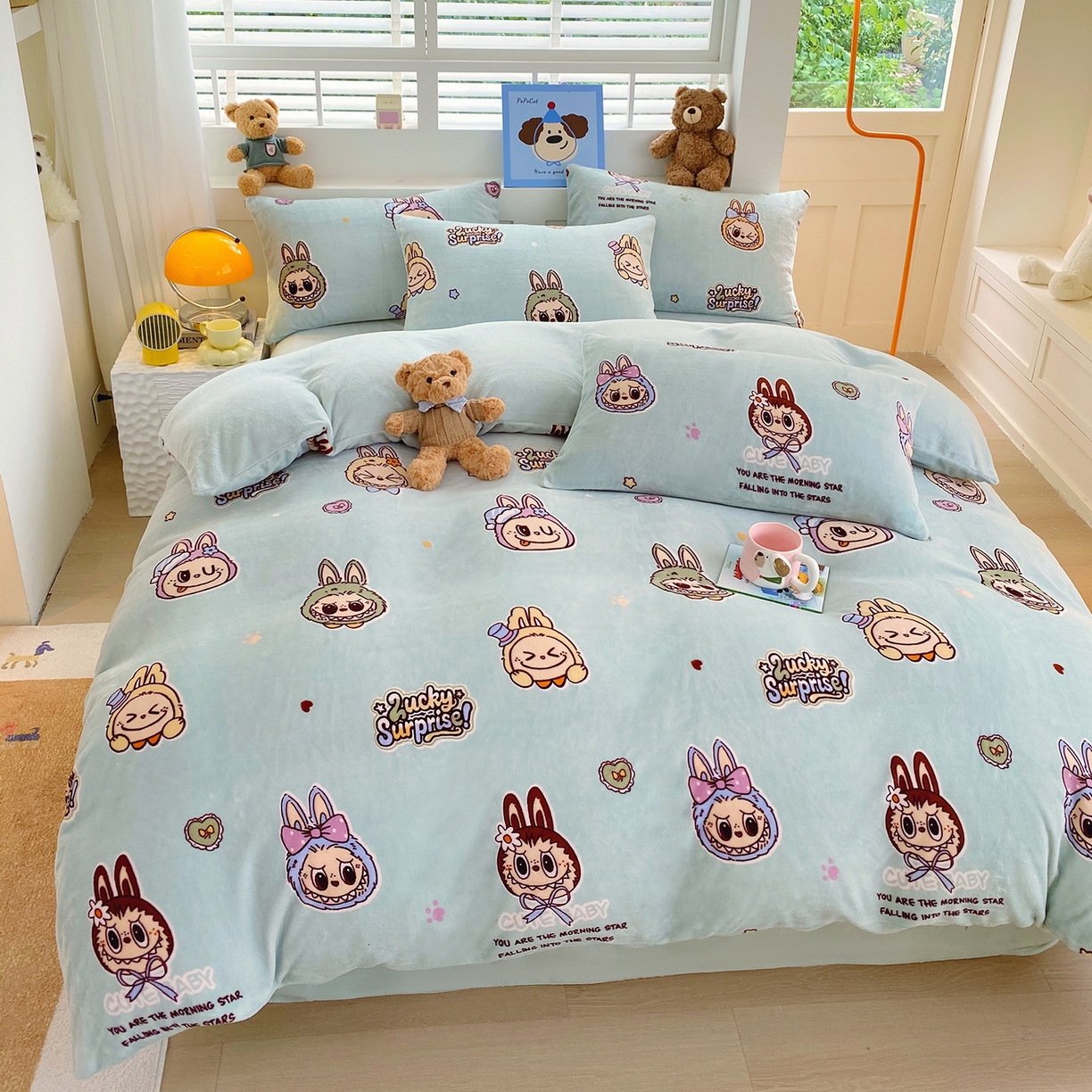 91家纺网 家纺一手货源 找家纺 悦织湾家纺 2025新款高克重牛奶绒印花四件套床单床笠轻奢时尚床上用品三四件套被套 拉布布