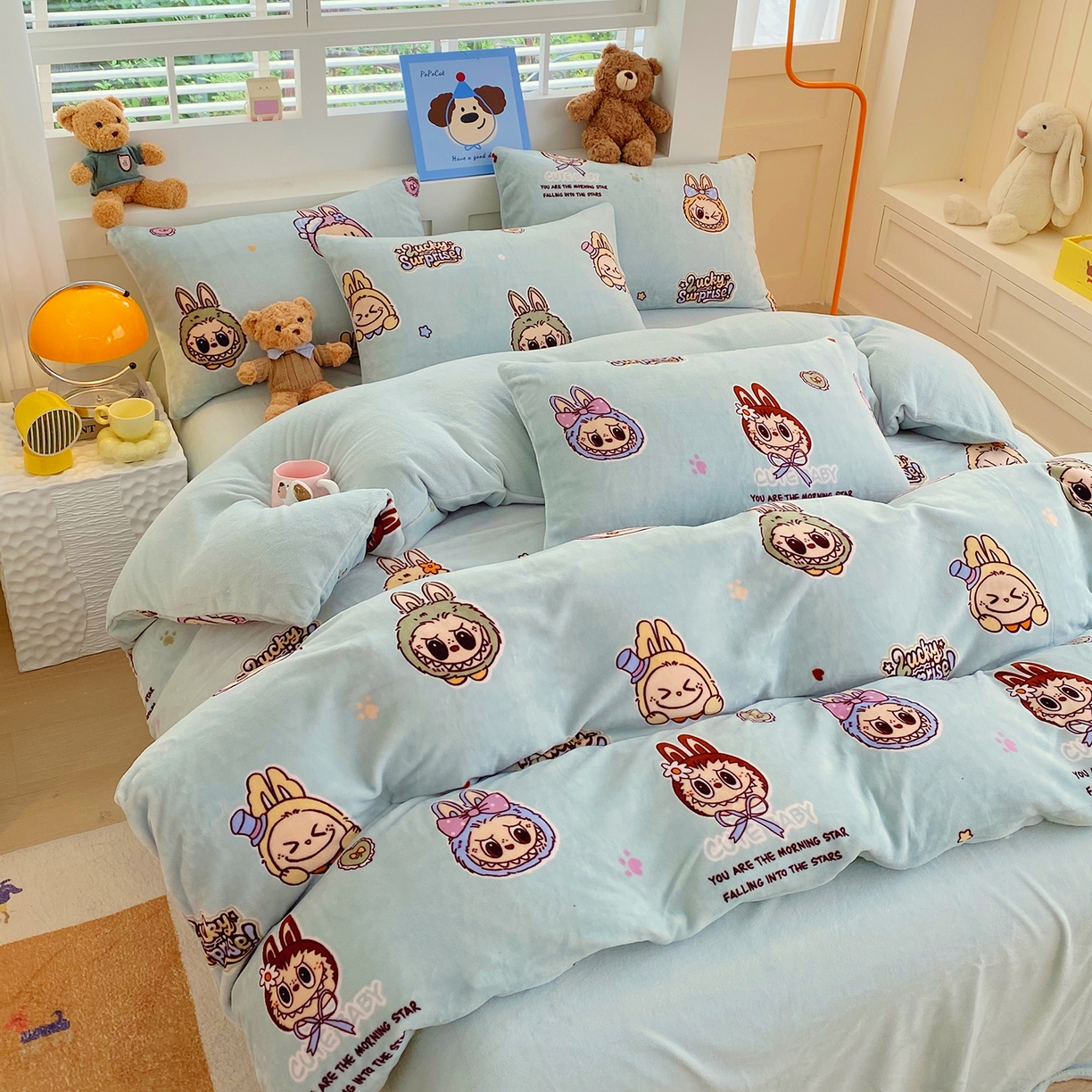 91家纺网 家纺一手货源 找家纺 悦织湾家纺 2025新款高克重牛奶绒印花四件套床单床笠轻奢时尚床上用品三四件套被套 拉布布