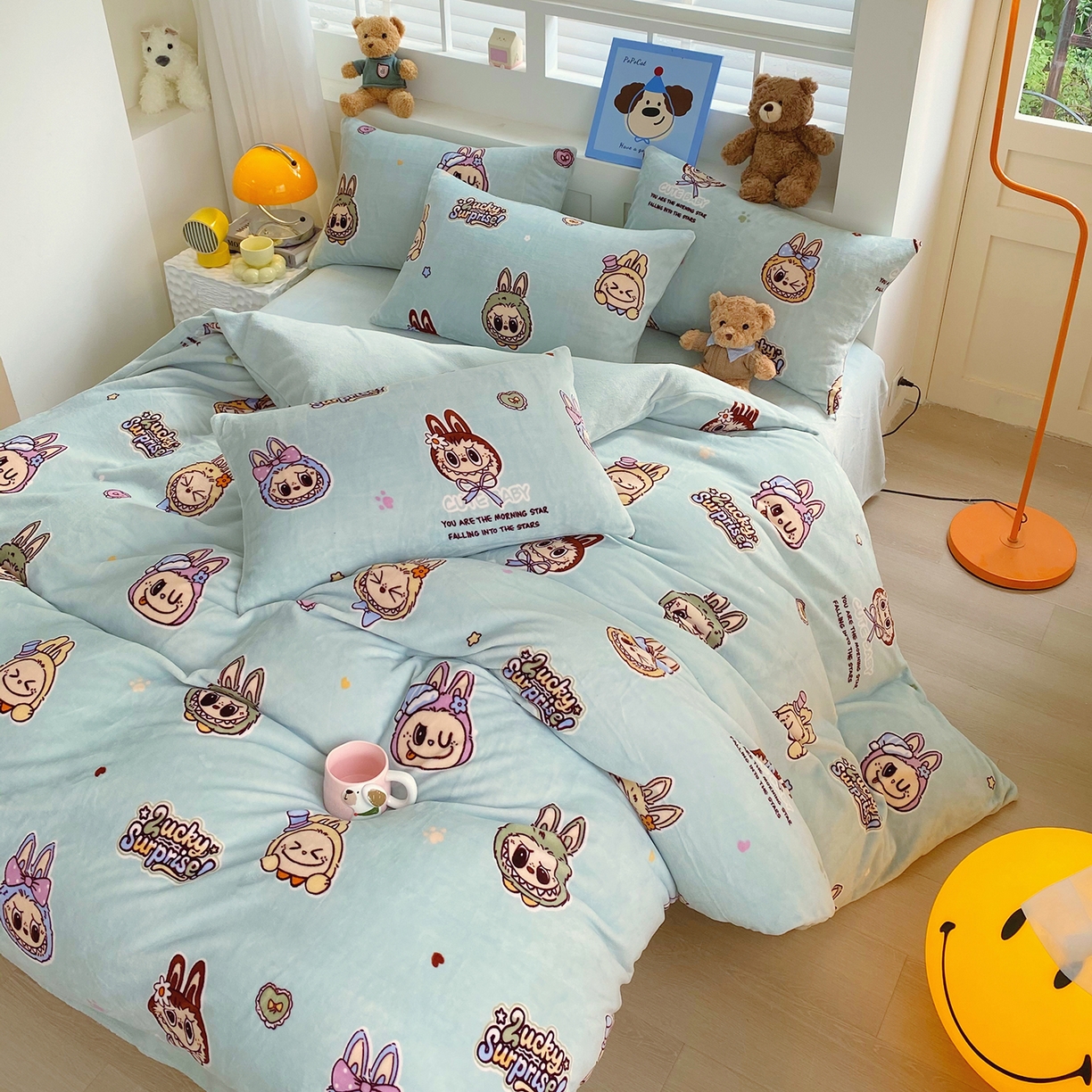 91家纺网 家纺一手货源 找家纺 悦织湾家纺 2025新款高克重牛奶绒印花四件套床单床笠轻奢时尚床上用品三四件套被套 拉布布