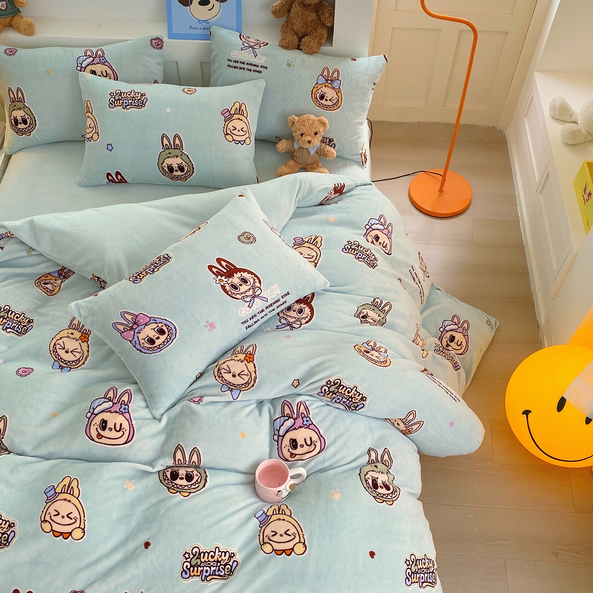 91家纺网 家纺一手货源 找家纺 悦织湾家纺 2025新款高克重牛奶绒印花四件套床单床笠轻奢时尚床上用品三四件套被套 拉布布