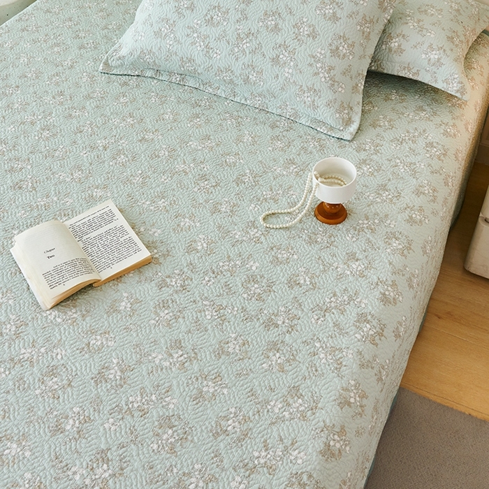 91家纺网 家纺一手货源 找家纺 2025新款13070双面全棉砂洗大直边床盖三件套四件套春日碎花