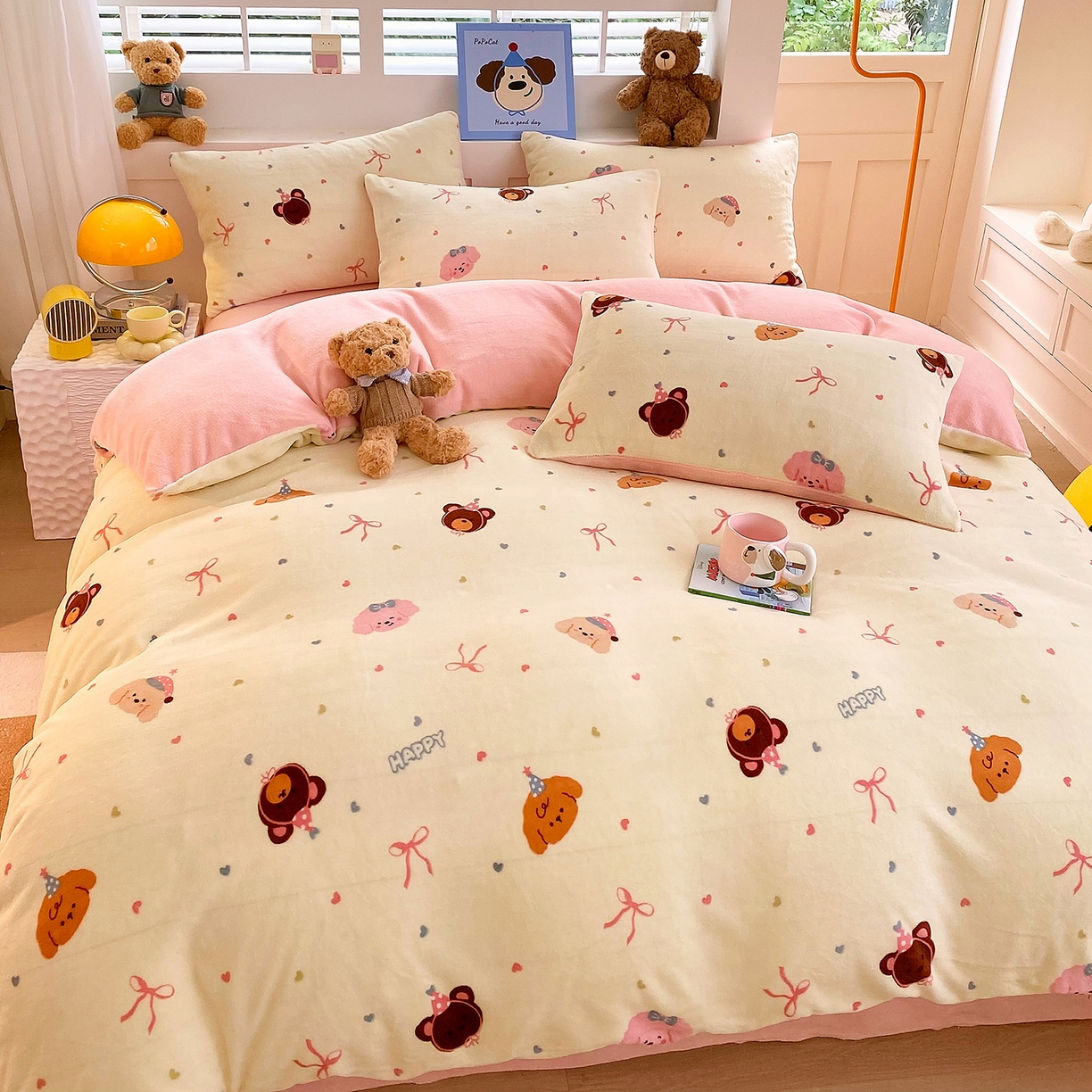 91家纺网 家纺一手货源 找家纺 悦织湾家纺 2025新款高克重牛奶绒印花四件套床单床笠轻奢时尚床上用品三四件套被套 美梦