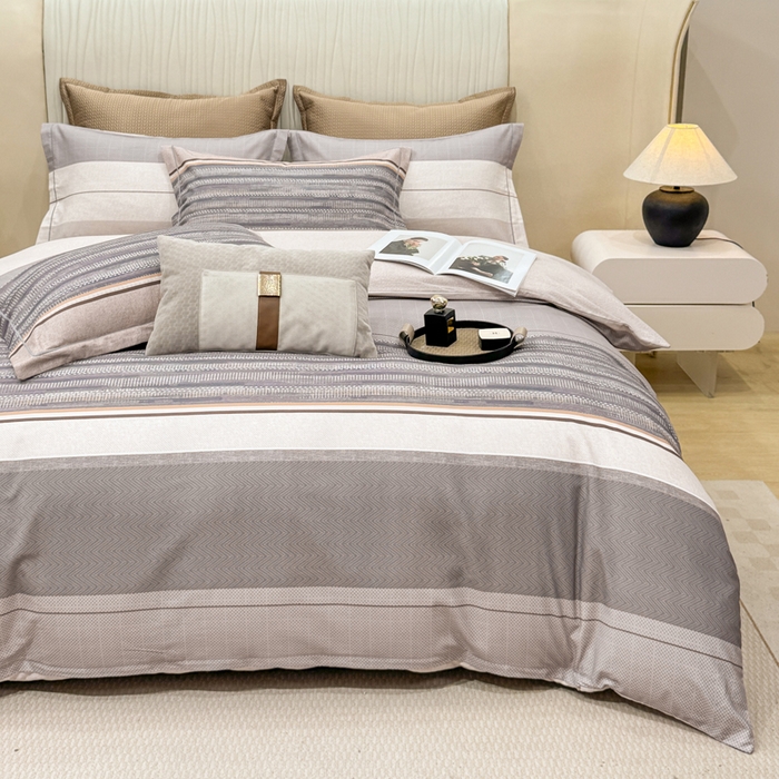 91家纺网 家纺一手货源 找家纺 凌鼎 2025新款100%全棉磨毛四件套数码印花加厚纯棉磨毛四件套北海道咖