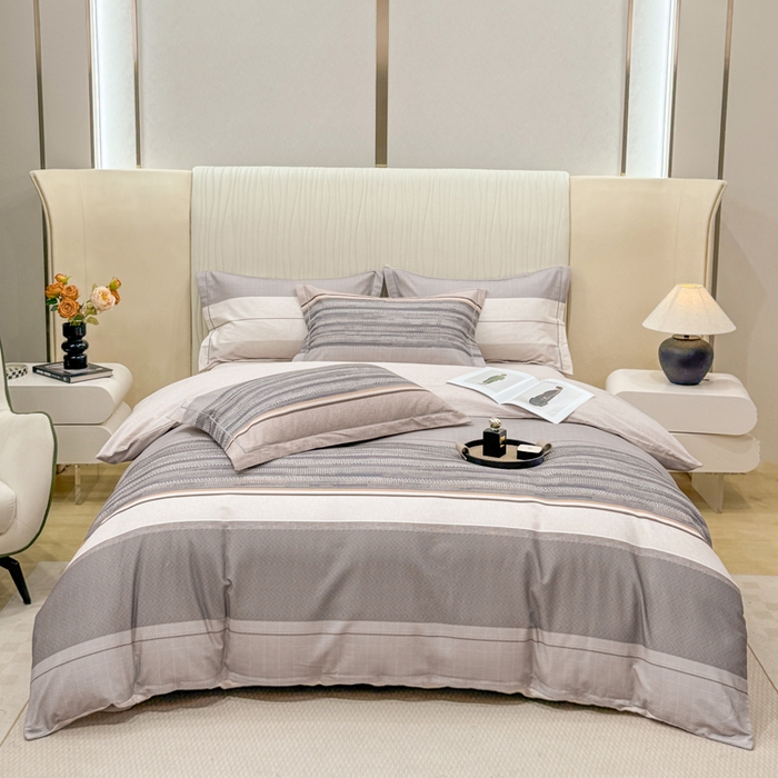 凌鼎 2025新款100%全棉磨毛四件套数码印花加厚纯棉磨毛四件套北海道咖