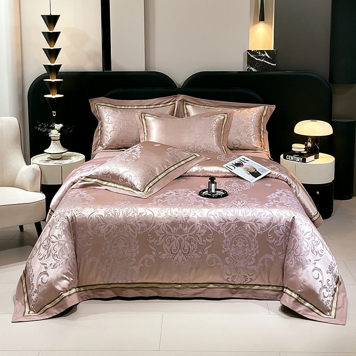 小时代家纺 2025新款纯棉贡缎提花夹棉床盖四件套 豪华经典-灰金