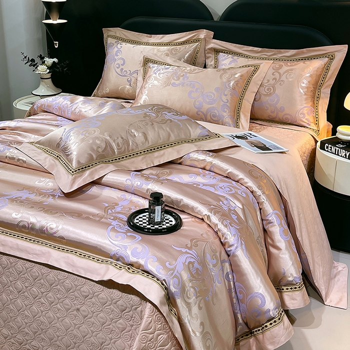 91家纺网 家纺一手货源 找家纺 小时代家纺 2025新款纯棉贡缎提花夹棉床盖四件套 简尚风姿