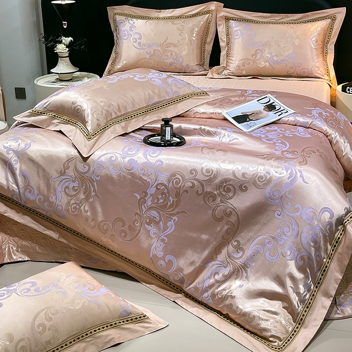 91家纺网 家纺一手货源 找家纺 小时代家纺 2025新款纯棉贡缎提花夹棉床盖四件套 简尚风姿