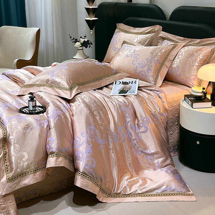 91家纺网 家纺一手货源 找家纺 小时代家纺 2025新款纯棉贡缎提花夹棉床盖四件套 简尚风姿