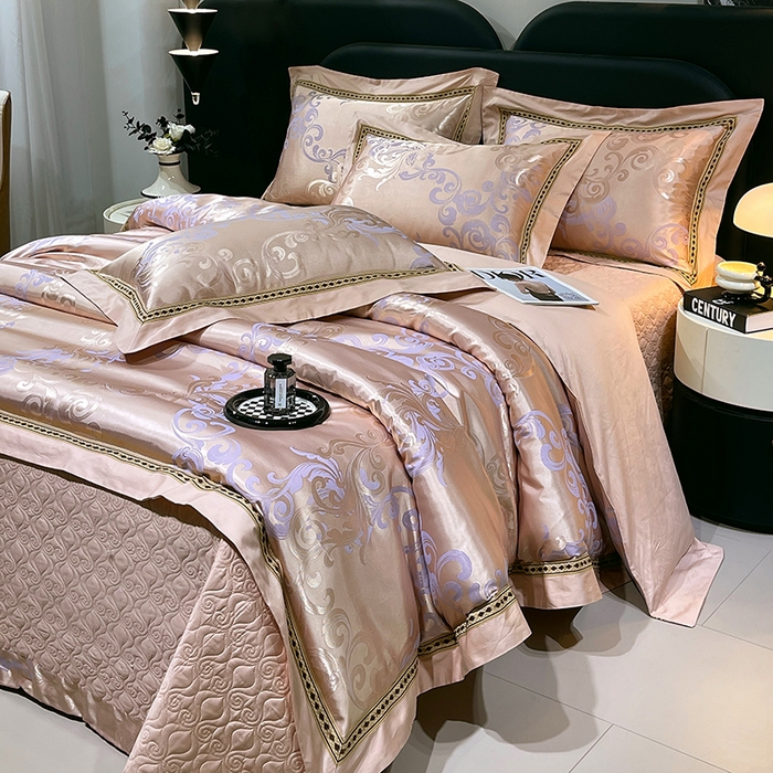 91家纺网 家纺一手货源 找家纺 小时代家纺 2025新款纯棉贡缎提花夹棉床盖四件套 简尚风姿