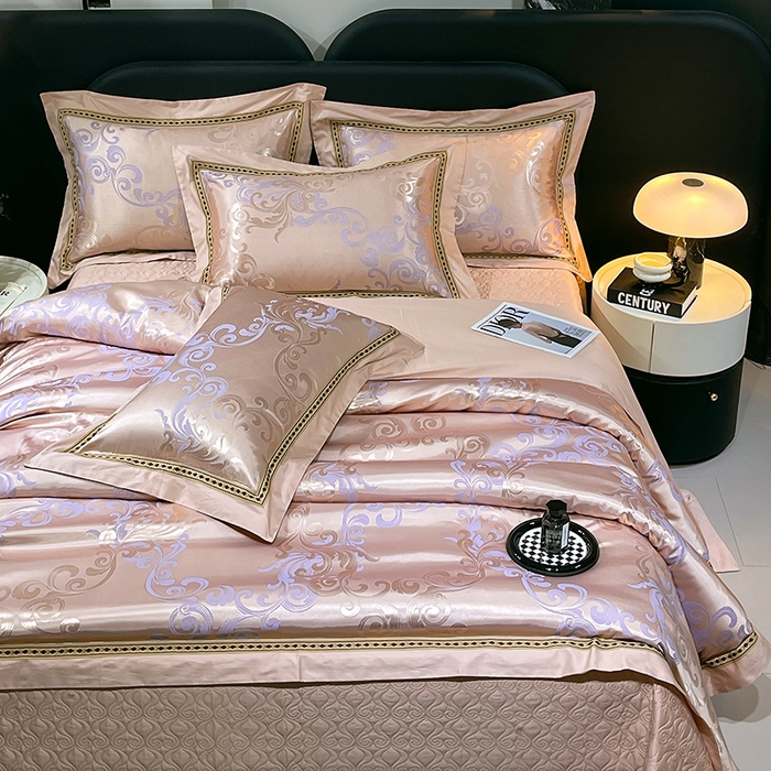 91家纺网 家纺一手货源 找家纺 小时代家纺 2025新款纯棉贡缎提花夹棉床盖四件套 简尚风姿