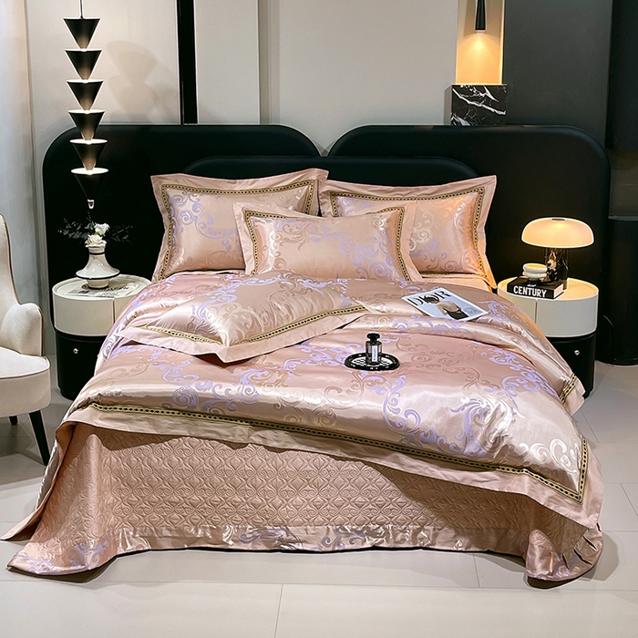 91家纺网 家纺一手货源 找家纺 小时代家纺 2025新款纯棉贡缎提花夹棉床盖四件套 简尚风姿