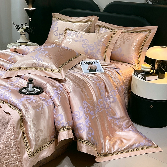 91家纺网 家纺一手货源 找家纺 小时代家纺 2025新款纯棉贡缎提花夹棉床盖四件套 简尚风姿