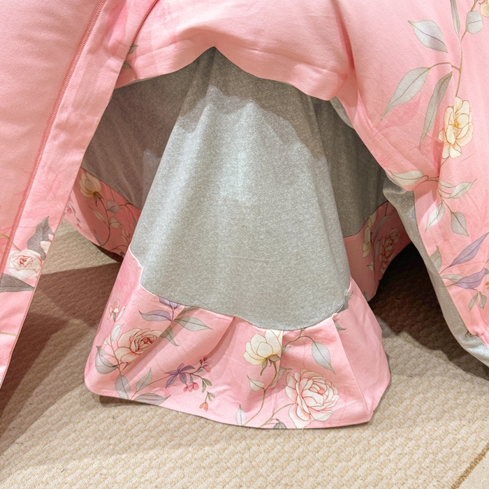 91家纺网 家纺一手货源 找家纺 凌鼎 2025新款100%全棉磨毛四件套数码印花加厚纯棉磨毛四件套缠绵粉