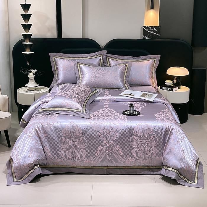 小时代家纺 2025新款纯棉贡缎提花夹棉床盖四件套 欧式风情