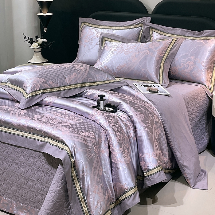 91家纺网 家纺一手货源 找家纺 小时代家纺 2025新款纯棉贡缎提花夹棉床盖四件套 欧式风情