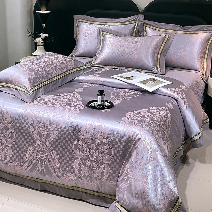 91家纺网 家纺一手货源 找家纺 小时代家纺 2025新款纯棉贡缎提花夹棉床盖四件套 欧式风情