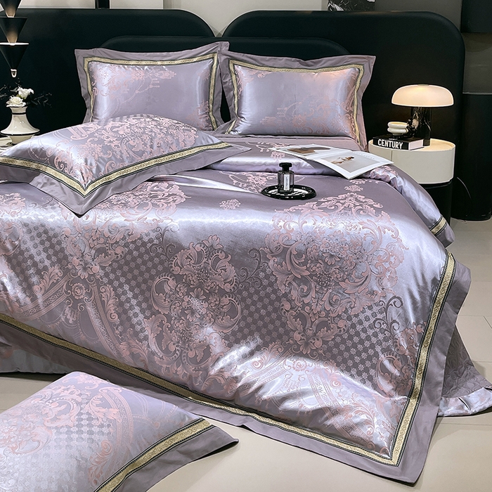 91家纺网 家纺一手货源 找家纺 小时代家纺 2025新款纯棉贡缎提花夹棉床盖四件套 欧式风情