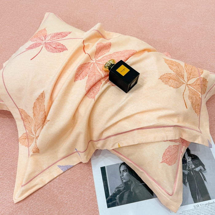 91家纺网 家纺一手货源 找家纺 凌鼎 2025新款100%全棉磨毛四件套数码印花加厚纯棉磨毛四件套花叶之夏