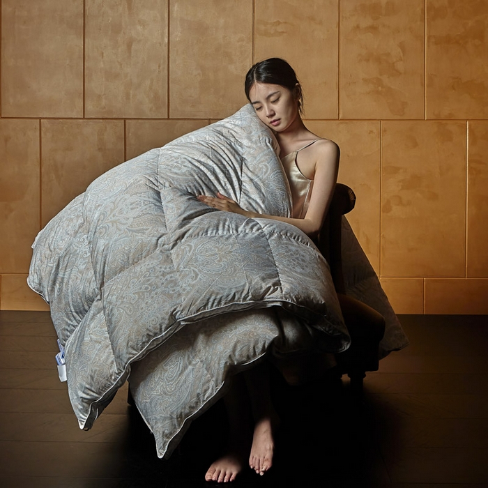 91家纺网 家纺一手货源 找家纺 暖羽屋羽绒馆 2025新款罗斯空间鹅绒丝被子95白鹅绒丝被芯双人婚庆冬被春秋被子被芯 D梦清荷