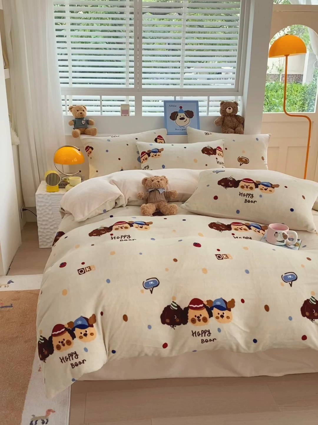 91家纺网 家纺一手货源 找家纺 悦织湾家纺 2025新款高克重牛奶绒印花四件套床单床笠轻奢时尚床上用品三四件套被套 旺旺狗