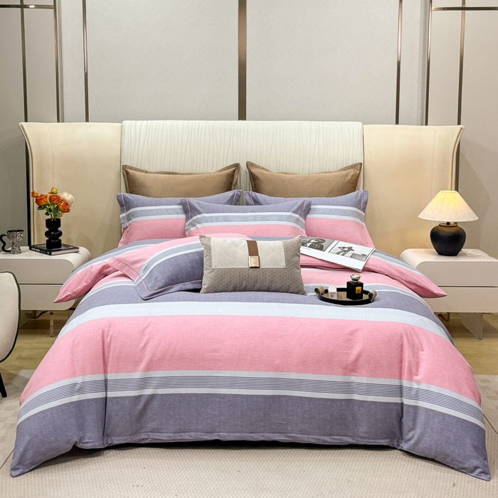 凌鼎 2025新款100%全棉磨毛四件套数码印花加厚纯棉磨毛四件套南烟粉