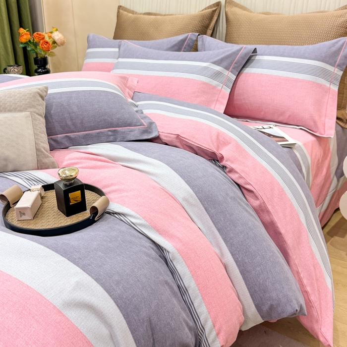 91家纺网 家纺一手货源 找家纺 凌鼎 2025新款100%全棉磨毛四件套数码印花加厚纯棉磨毛四件套南烟粉