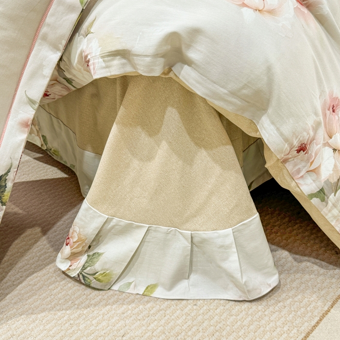 91家纺网 家纺一手货源 找家纺 凌鼎 2025新款100%全棉磨毛四件套数码印花加厚纯棉磨毛四件套轻盈花语