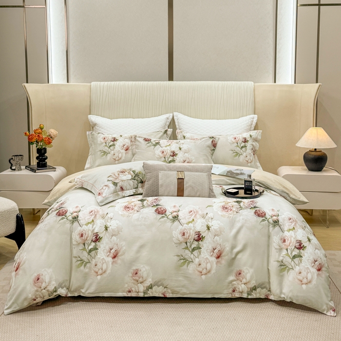 凌鼎 2025新款100%全棉磨毛四件套数码印花加厚纯棉磨毛四件套轻盈花语