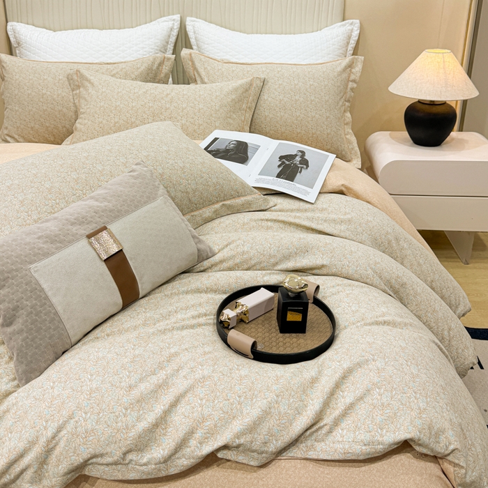 91家纺网 家纺一手货源 找家纺 凌鼎 2025新款100%全棉磨毛四件套数码印花加厚纯棉磨毛四件套如漫咖