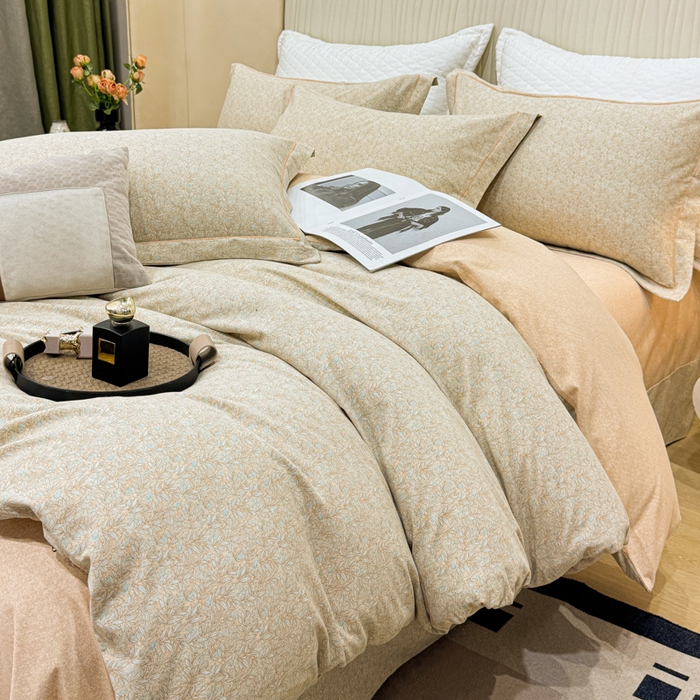 91家纺网 家纺一手货源 找家纺 凌鼎 2025新款100%全棉磨毛四件套数码印花加厚纯棉磨毛四件套如漫咖