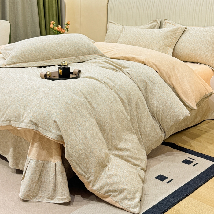 91家纺网 家纺一手货源 找家纺 凌鼎 2025新款100%全棉磨毛四件套数码印花加厚纯棉磨毛四件套如漫咖