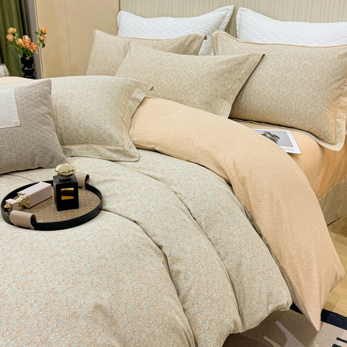 91家纺网 家纺一手货源 找家纺 凌鼎 2025新款100%全棉磨毛四件套数码印花加厚纯棉磨毛四件套如漫咖