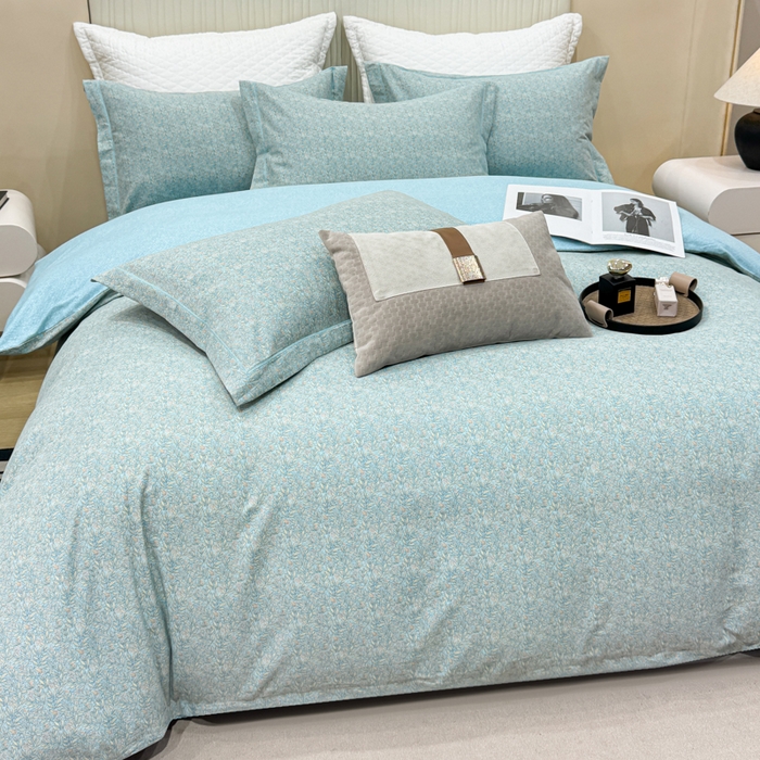 91家纺网 家纺一手货源 找家纺 凌鼎 2025新款100%全棉磨毛四件套数码印花加厚纯棉磨毛四件套如漫蓝