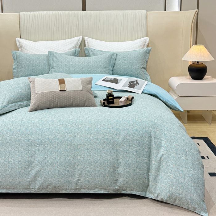 91家纺网 家纺一手货源 找家纺 凌鼎 2025新款100%全棉磨毛四件套数码印花加厚纯棉磨毛四件套如漫蓝