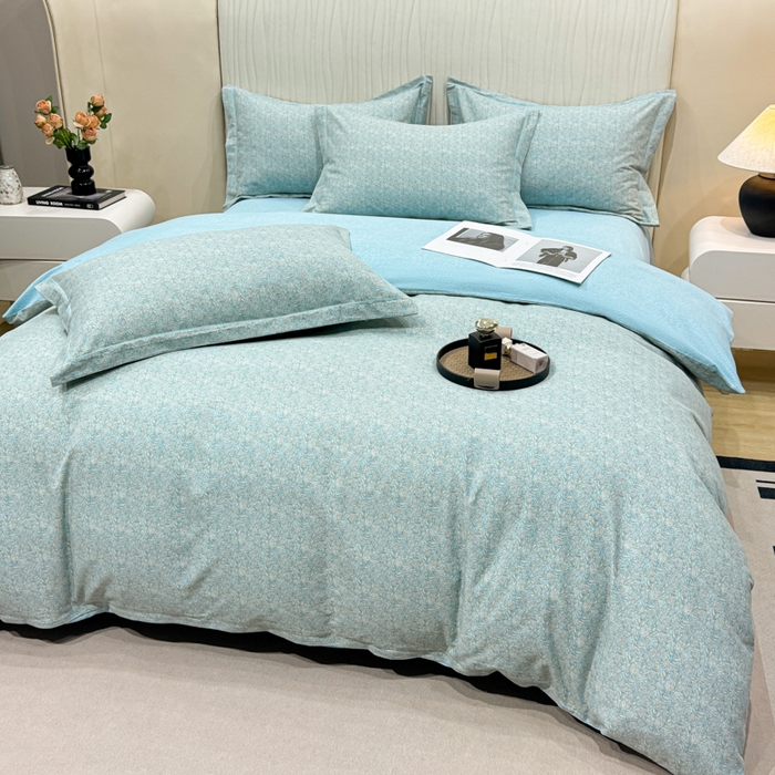 91家纺网 家纺一手货源 找家纺 凌鼎 2025新款100%全棉磨毛四件套数码印花加厚纯棉磨毛四件套如漫蓝