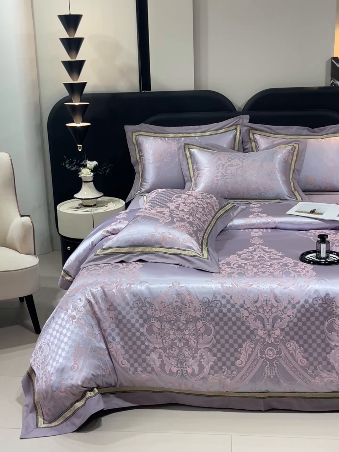 91家纺网 家纺一手货源 找家纺 小时代家纺 2025新款纯棉贡缎提花夹棉床盖四件套 欧式风情