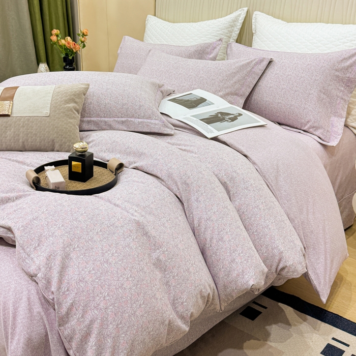 91家纺网 家纺一手货源 找家纺 凌鼎 2025新款100%全棉磨毛四件套数码印花加厚纯棉磨毛四件套如漫紫