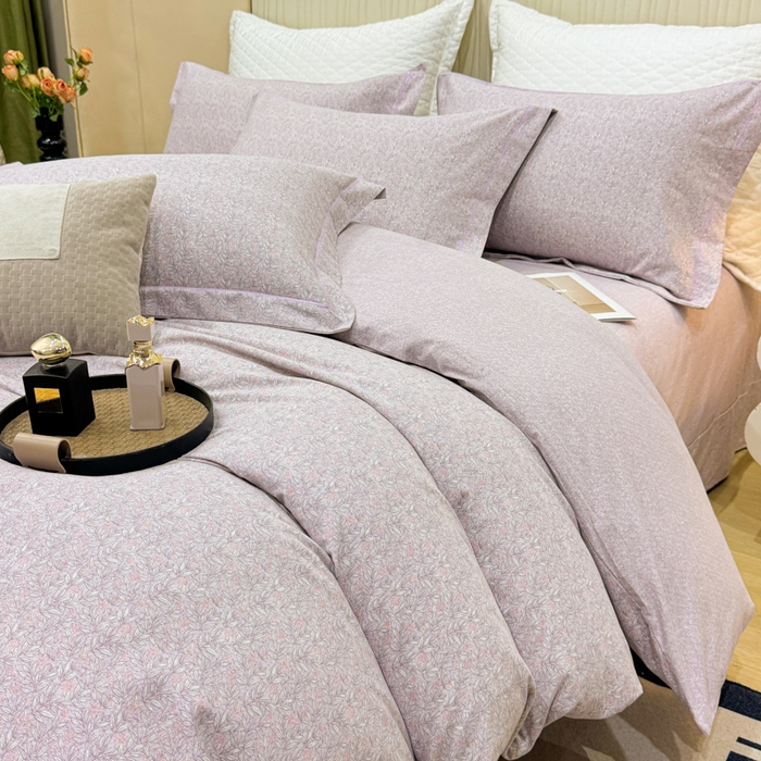 91家纺网 家纺一手货源 找家纺 凌鼎 2025新款100%全棉磨毛四件套数码印花加厚纯棉磨毛四件套如漫紫