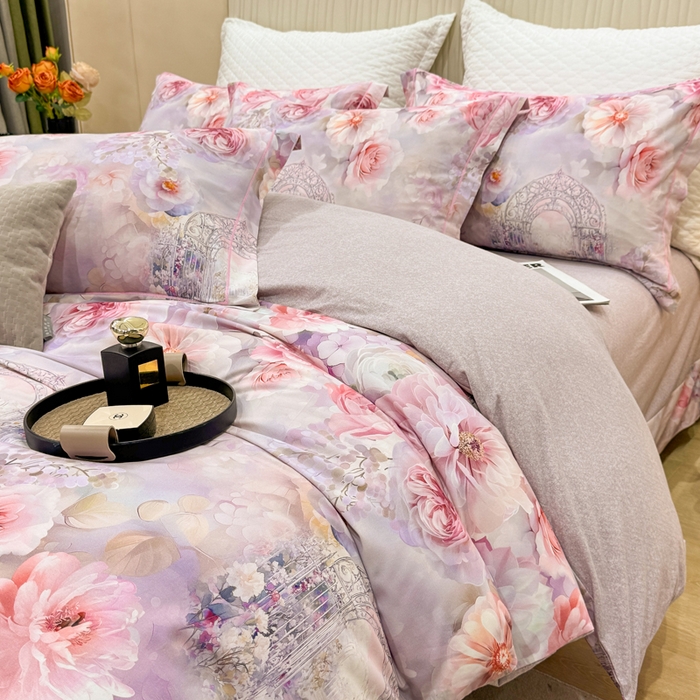 91家纺网 家纺一手货源 找家纺 凌鼎 2025新款100%全棉磨毛四件套数码印花加厚纯棉磨毛四件套盛夏