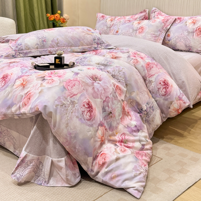 91家纺网 家纺一手货源 找家纺 凌鼎 2025新款100%全棉磨毛四件套数码印花加厚纯棉磨毛四件套盛夏