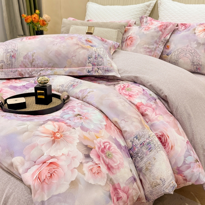 91家纺网 家纺一手货源 找家纺 凌鼎 2025新款100%全棉磨毛四件套数码印花加厚纯棉磨毛四件套盛夏