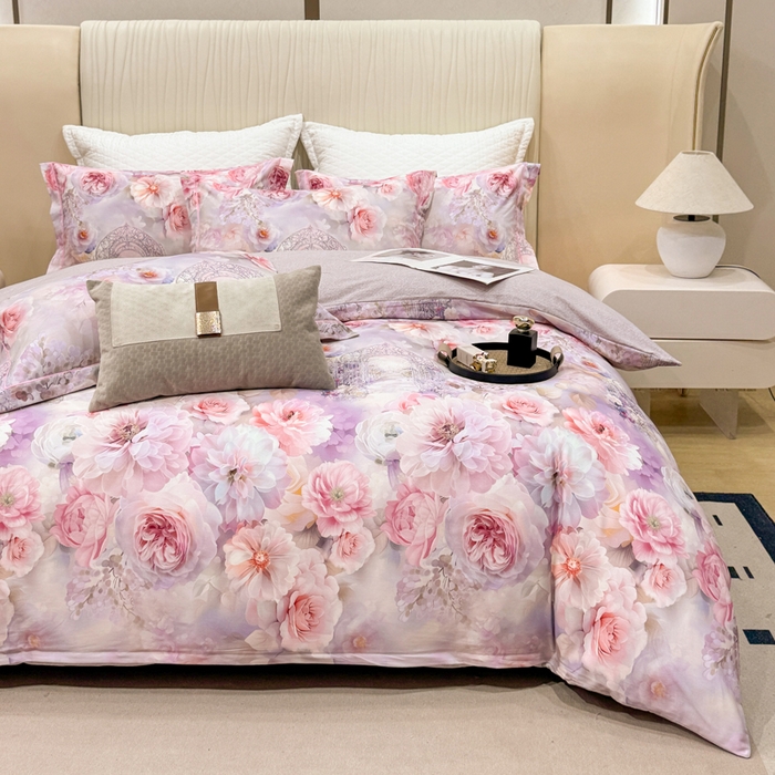 91家纺网 家纺一手货源 找家纺 凌鼎 2025新款100%全棉磨毛四件套数码印花加厚纯棉磨毛四件套盛夏